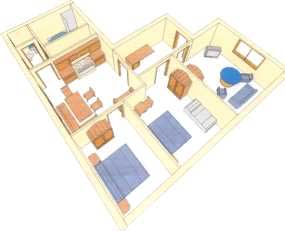 Plan der 3 Zimmer Ferienwohnung